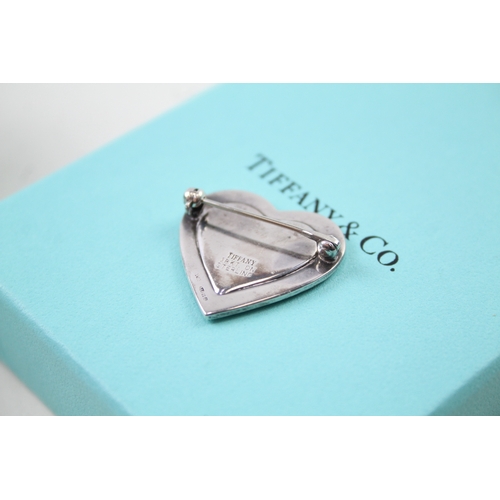 254 - Tiffany & Co Sterling Silver Heart Brooch w/ 18ct Gold Accent 10g