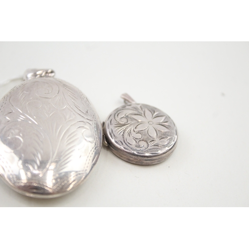 263 - Collection of Sterling Silver Locket Pendants inc. Heart, Etched, Floral 49g