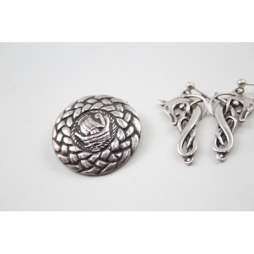 266 - Collection of Sterling Silver Celtic Jewellery inc. Ola Goria, Viking Ship 26g