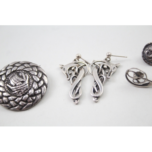 266 - Collection of Sterling Silver Celtic Jewellery inc. Ola Goria, Viking Ship 26g