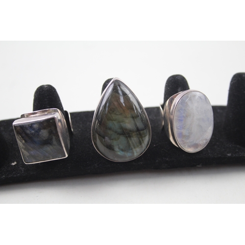 269 - Collection of Sterling Silver Gemstone Cocktail Rings inc. Labradorite 34g