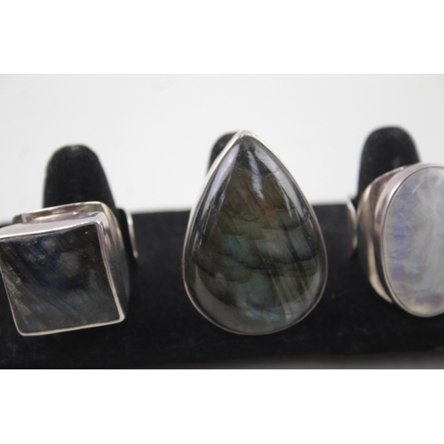 269 - Collection of Sterling Silver Gemstone Cocktail Rings inc. Labradorite 34g