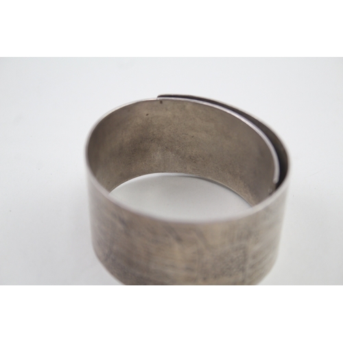 271 - Sterling Silver Wrap Bangle w/ Textured Design 87g