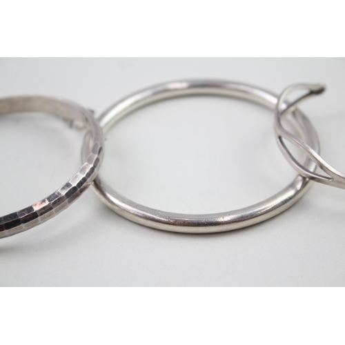 288 - Collection of Sterling Silver Bangles inc. Hammered, Mid Century 38g