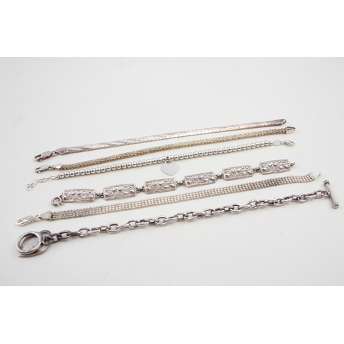 290 - Collection of Sterling Silver Bracelets inc. Omega, Cut Work, Beaded 62g