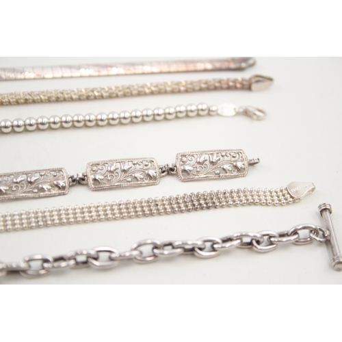 290 - Collection of Sterling Silver Bracelets inc. Omega, Cut Work, Beaded 62g