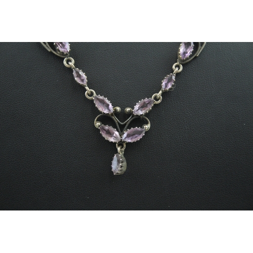 299 - Amethyst Foliate Static Pendant Necklace inc. Marquis Cut 11g