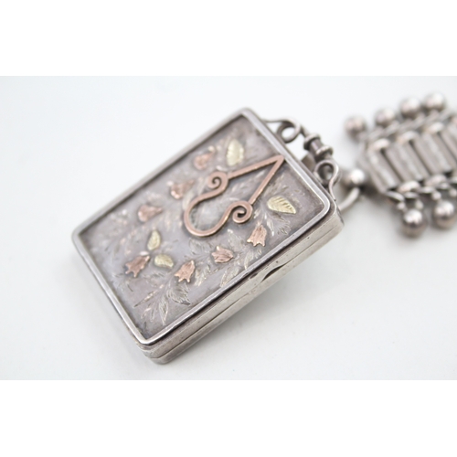 302 - White & Co Victorian Sterling Silver Book Chain & Locket Pendant 106g