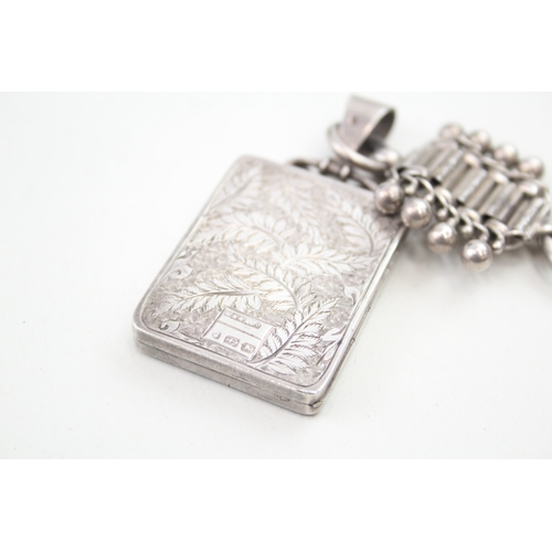 302 - White & Co Victorian Sterling Silver Book Chain & Locket Pendant 106g