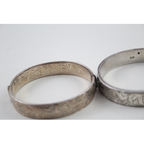 305 - Collection of Sterling Silver Bangles inc. Machine Etched, Scrolling Foliate 58g