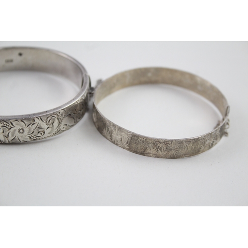 305 - Collection of Sterling Silver Bangles inc. Machine Etched, Scrolling Foliate 58g