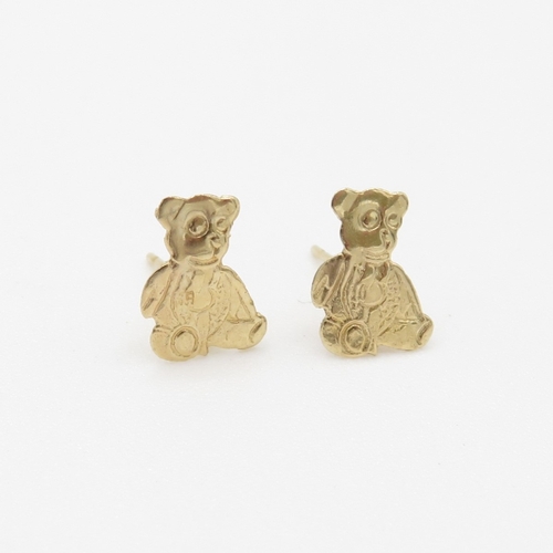 138 - 3 x 9ct gold teddy bear and elephant earrings (1g)