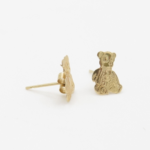 138 - 3 x 9ct gold teddy bear and elephant earrings (1g)