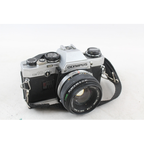 400 - Olympus OM10 SLR Vintage Film Camera Working w/ OM-System 50mm F/1.8 Lens