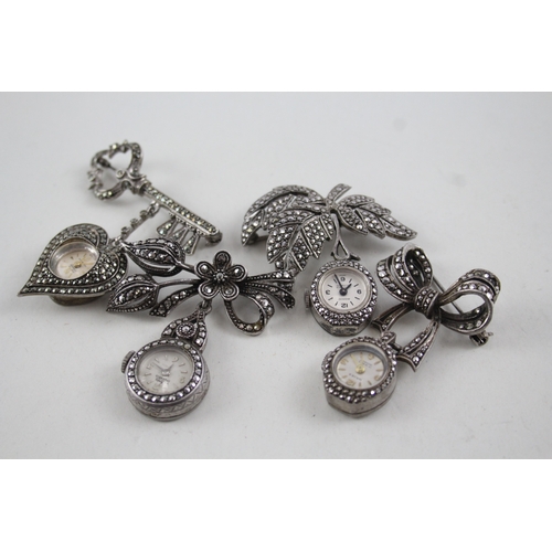 409 - Women's Vintage Silver Fob Watches Hand-Wind WATCH RUNS x 4