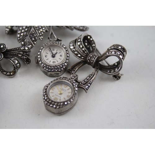 409 - Women's Vintage Silver Fob Watches Hand-Wind WATCH RUNS x 4