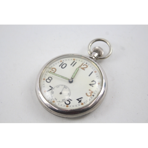 412 - Vintage British Military Issued GSTP Pocket Watch Hand-Wind WATCH RUNS