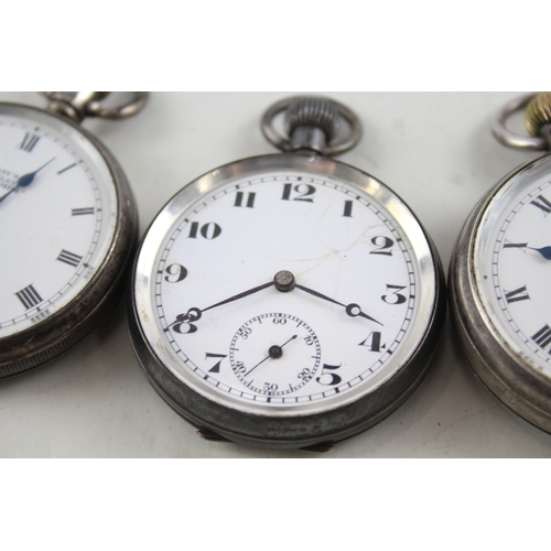 413 - Vintage Mixed Purity Silver Pocket Watches Hand-Wind WATCH RUNS