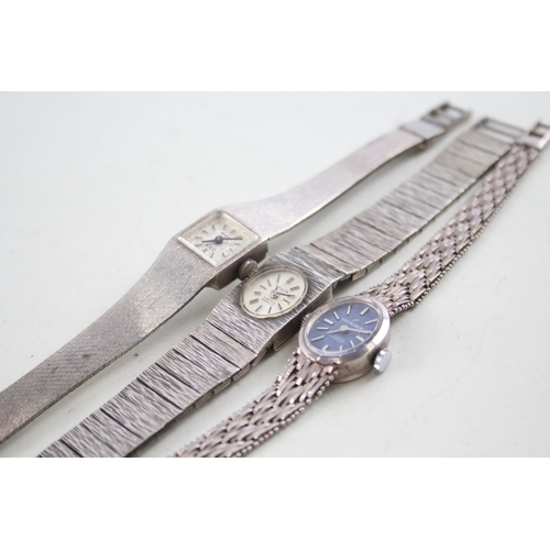 424 - Women's Vintage Silver Watches Hand-Wind Inc. Talis, Marvin Revue WATCH RUNS x 3