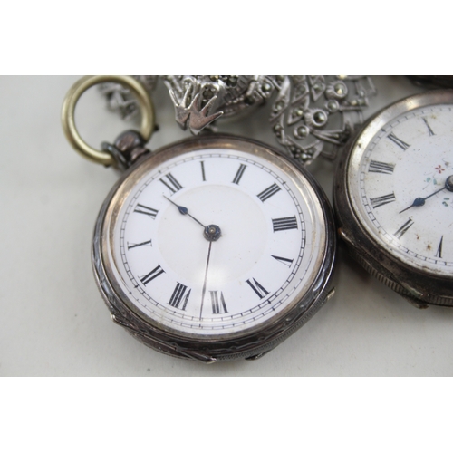 425 - Vintage Mixed Purity Silver Fob Watches Key-Wind / Hand-Wind UNTESTED