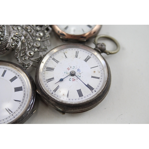 425 - Vintage Mixed Purity Silver Fob Watches Key-Wind / Hand-Wind UNTESTED