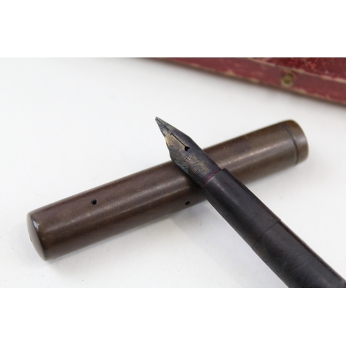 433 - Vintage Waterman Ideal Brown Fountain Pen w/ 14ct Gold Nib WRITING Boxed