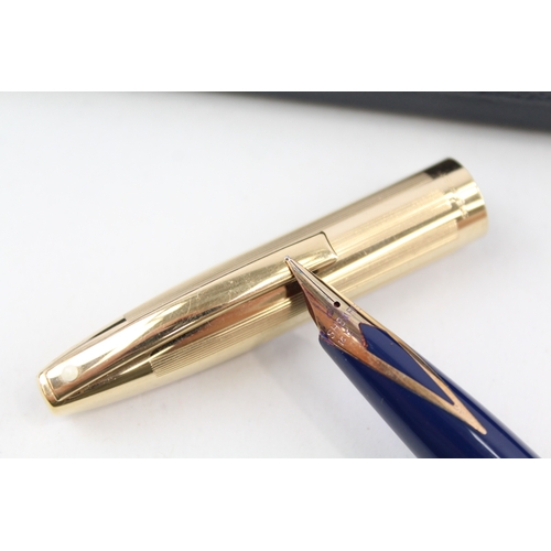 435 - Vintage Parker Sheaffer Navy Fountain Pen w/ 14ct Gold Nib WRITING Boxed