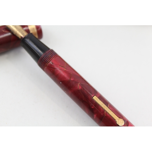 439 - Vintage Conway Stewart 84 Red Cased Fountain Pen w/ 14ct Gold Nib WRITING Boxed