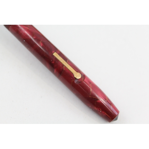 439 - Vintage Conway Stewart 84 Red Cased Fountain Pen w/ 14ct Gold Nib WRITING Boxed