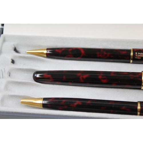 448 - Parker Sonnet Burgundy Lacquer Fountain Pen w/ 18ct Gold Nib, Ballpoint, Pencil