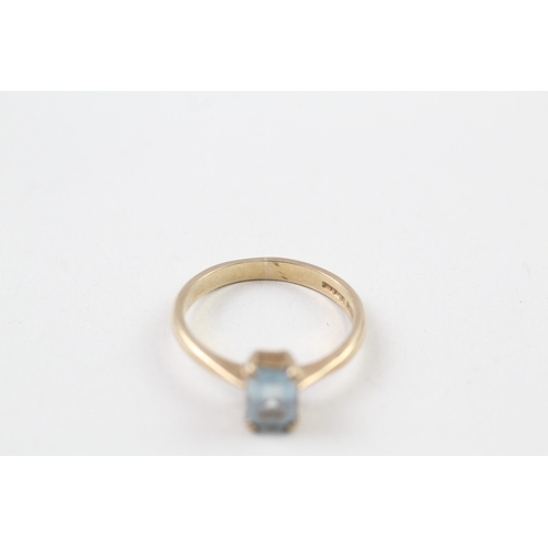 21 - 9ct gold vintage aquamarine solitaire dress ring (2.5g) Size  O 1/2