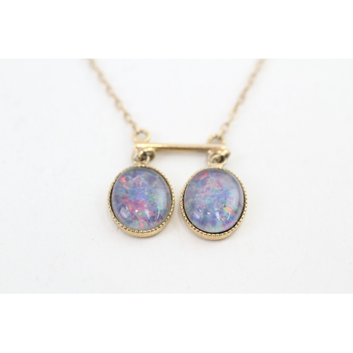 40 - 9ct gold vintage opal triplet drop necklace (2.7g)