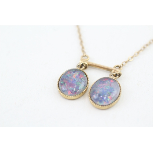 40 - 9ct gold vintage opal triplet drop necklace (2.7g)