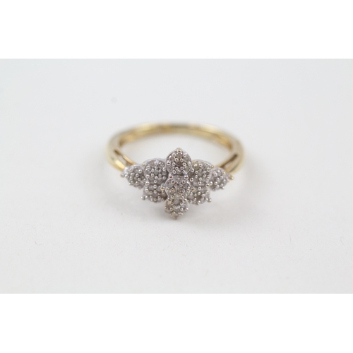 42 - 9ct gold diamond dress ring (2.4g) Size  L