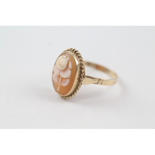 47 - 14ct gold vintage shell cameo rose dress ring (2.2g) Size  O