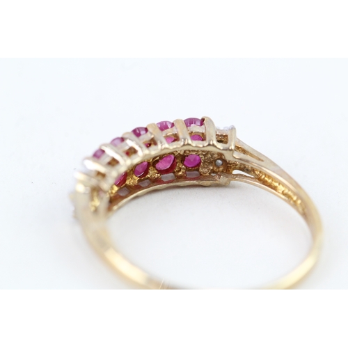 58 - 9ct gold ruby & diamond ring (2.2g) Size  P