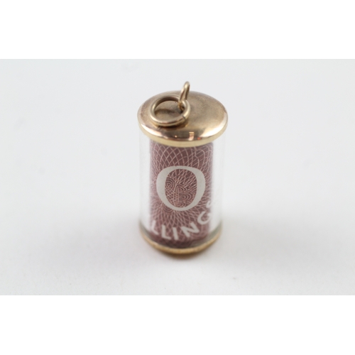 59 - 9ct gold vintage emergency money charm (3g)