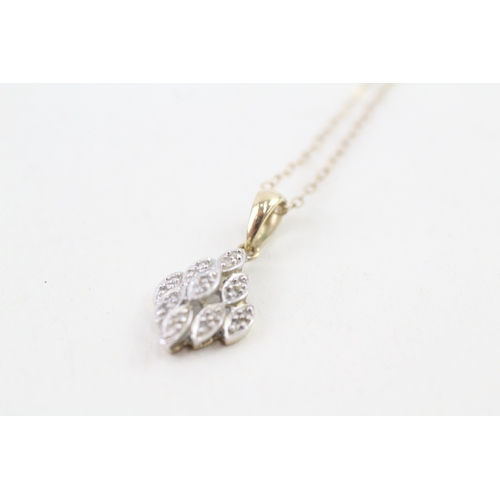 63 - 9ct gold diamond pendant necklace (1.2g)