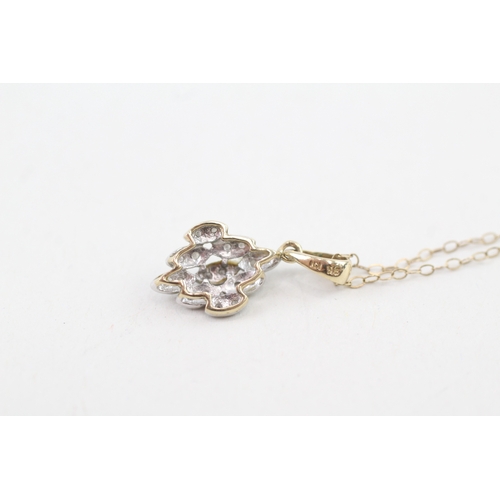 63 - 9ct gold diamond pendant necklace (1.2g)