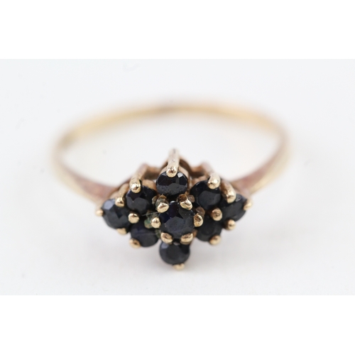 81 - 9ct gold vintage sapphire cluster ring (1.2g) Size  J 1/2