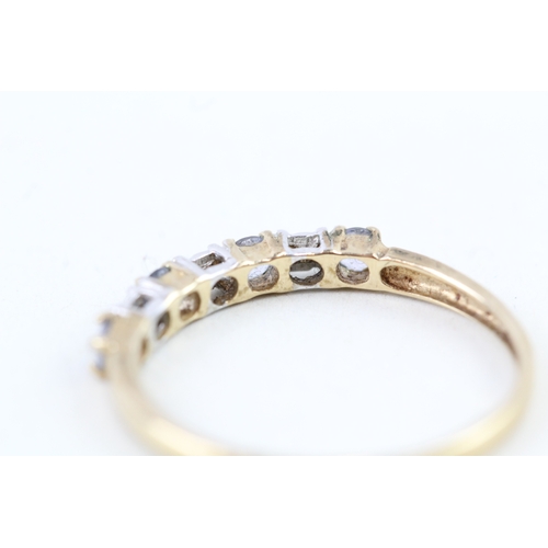 90 - 9ct gold tanzanite & diamond half eternity ring (1.1g) Size  O