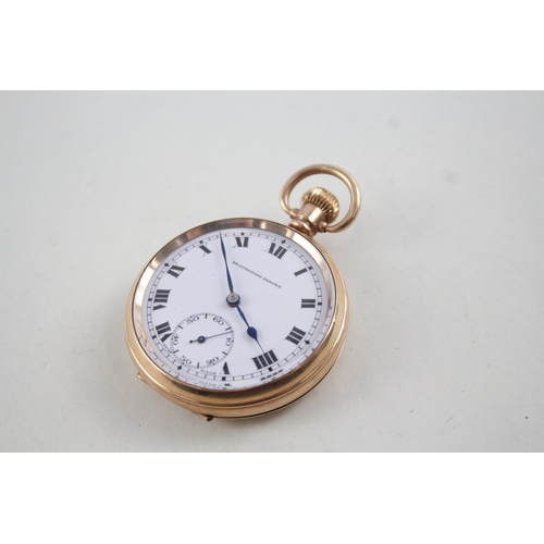 416 - Vintage Open Face Rolled Gold Pocket Watch Hand-Wind WATCH RUNS