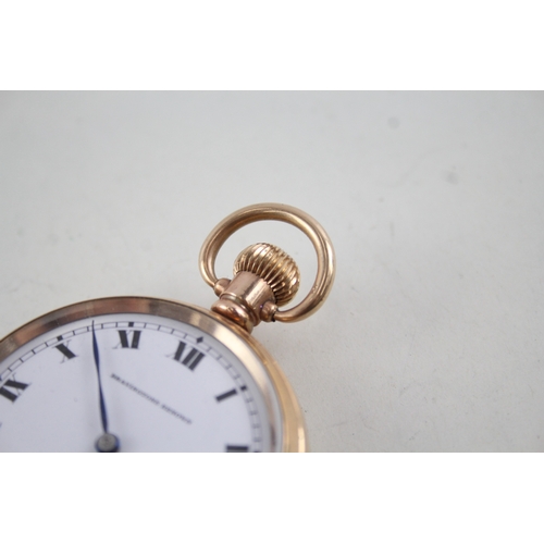 416 - Vintage Open Face Rolled Gold Pocket Watch Hand-Wind WATCH RUNS