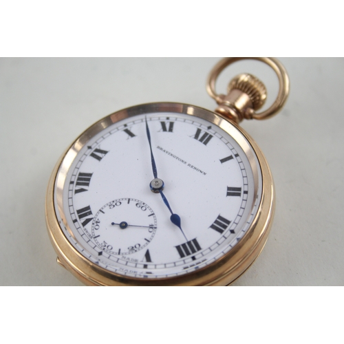 416 - Vintage Open Face Rolled Gold Pocket Watch Hand-Wind WATCH RUNS