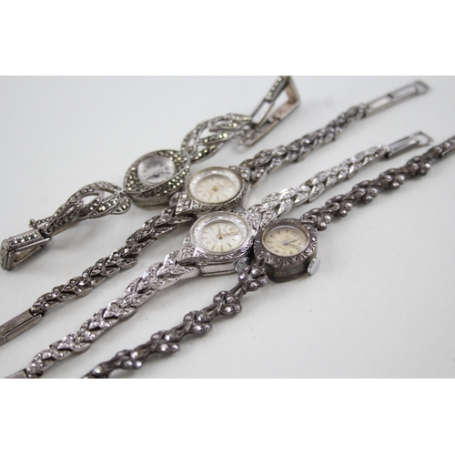 424 - Women's Vintage 925 Silver & Marcasite Watches Hand-Wind WATCH RUNS