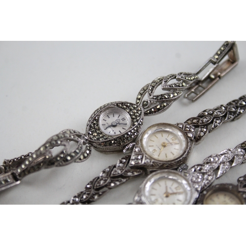 424 - Women's Vintage 925 Silver & Marcasite Watches Hand-Wind WATCH RUNS