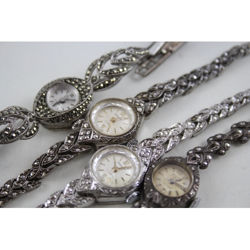 424 - Women's Vintage 925 Silver & Marcasite Watches Hand-Wind WATCH RUNS