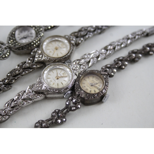 424 - Women's Vintage 925 Silver & Marcasite Watches Hand-Wind WATCH RUNS