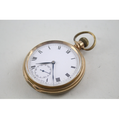 426 - Vintage Tavannes Rolled Gold Open Face Pocket Watch Hand-Wind WATCH RUNS