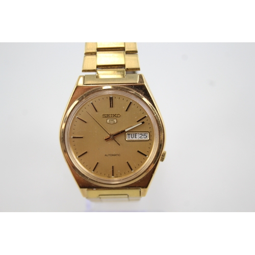 432 - Vintage Seiko 5 Gold Tone Watch Auto WATCH RUNS